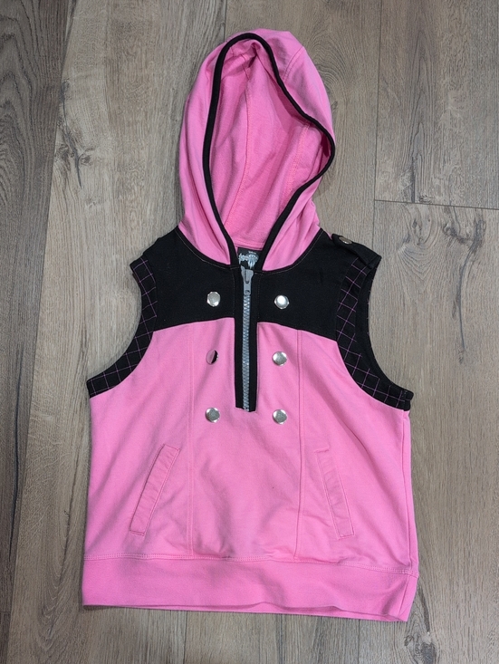 Disney Tops - Disney Kingdom Hearts Pink & Black Sleeveless Hooded Sweatshirt